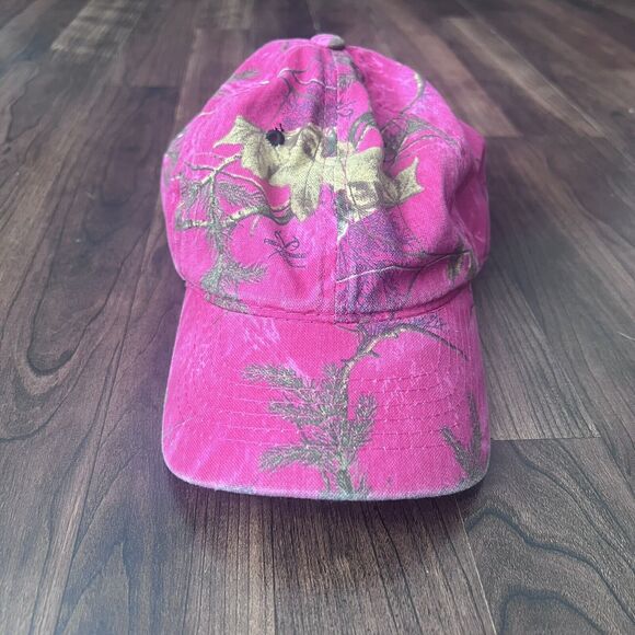 Realtree Hot Pink Camo Hat 6 Panel Curved Bill Adjustable Soft Cotton - Picture 2 of 11